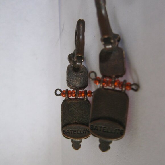 vintage pair of Satellite Earrings - Red & Pink rectangle stones, nice set - Picture 2 of 2